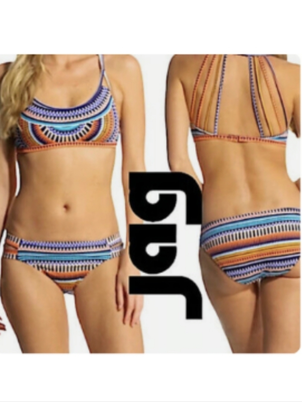 Jag Navy & Coral Trim Bikini